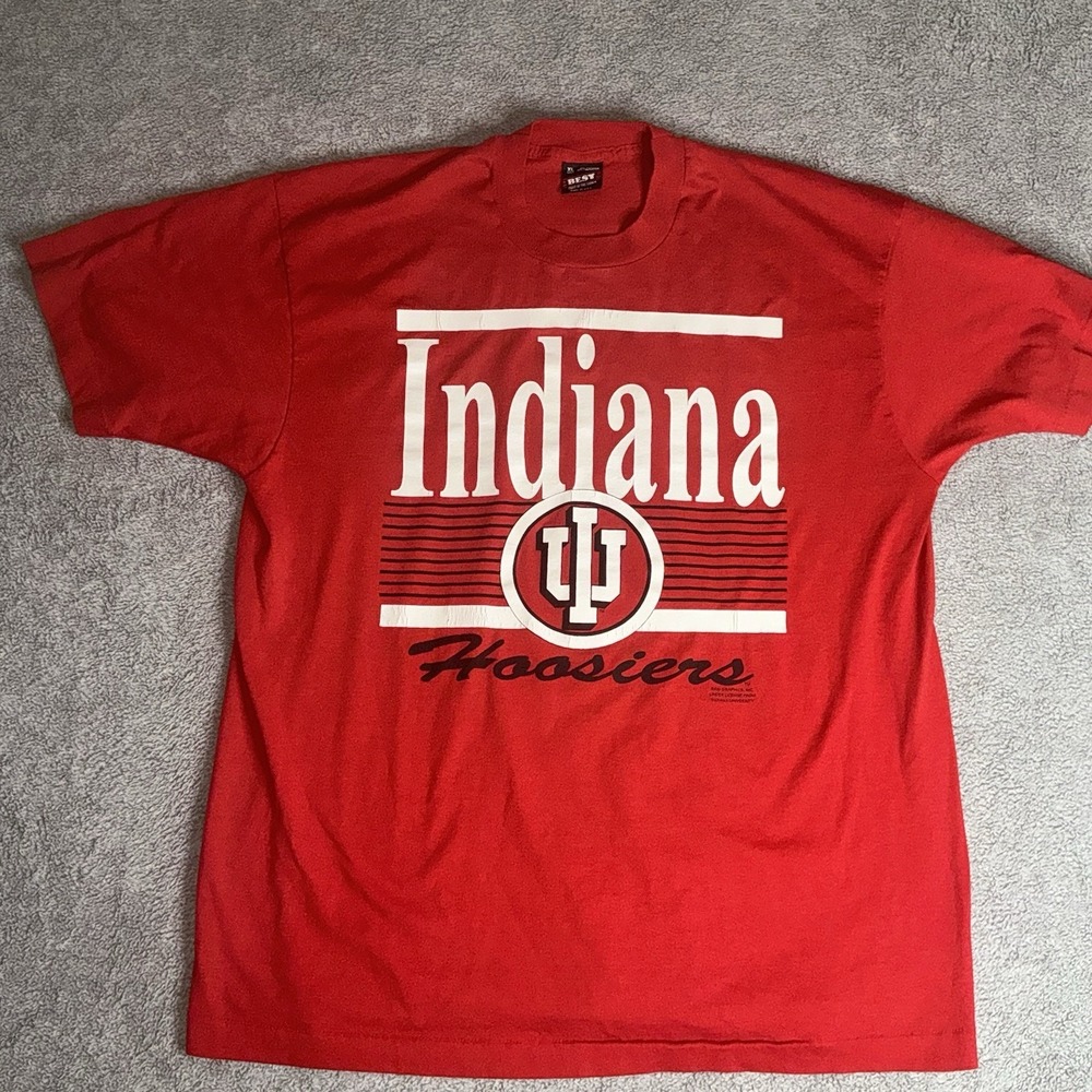 vintage 90s‎ Indiana University Hoosiers basketball t shirt XL Single Stitch USA
